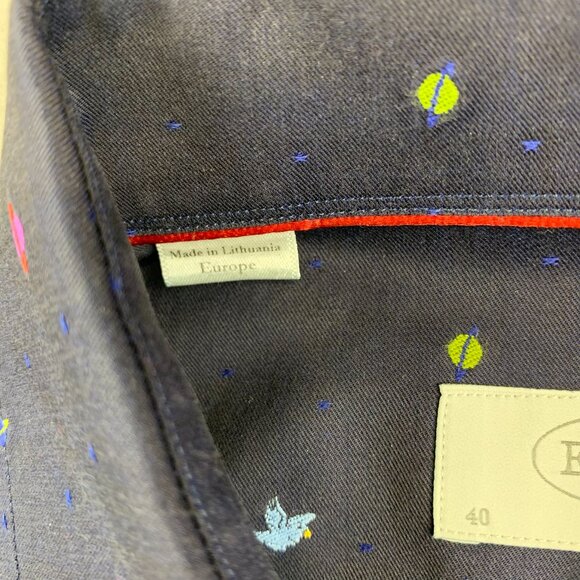 Men's Navy Blue Patterned Shirt - Picture 5 of 9